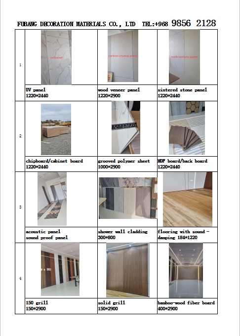 PVC Integrated wall panels. Cellings laminated panels. Sold marble panels. Wet floors.