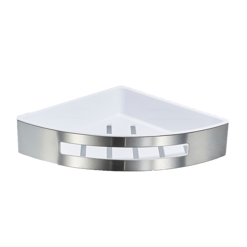 304 Stainless Steel Wall Mounted Corner Shelf Basket 220mm Satin Brushed ABS